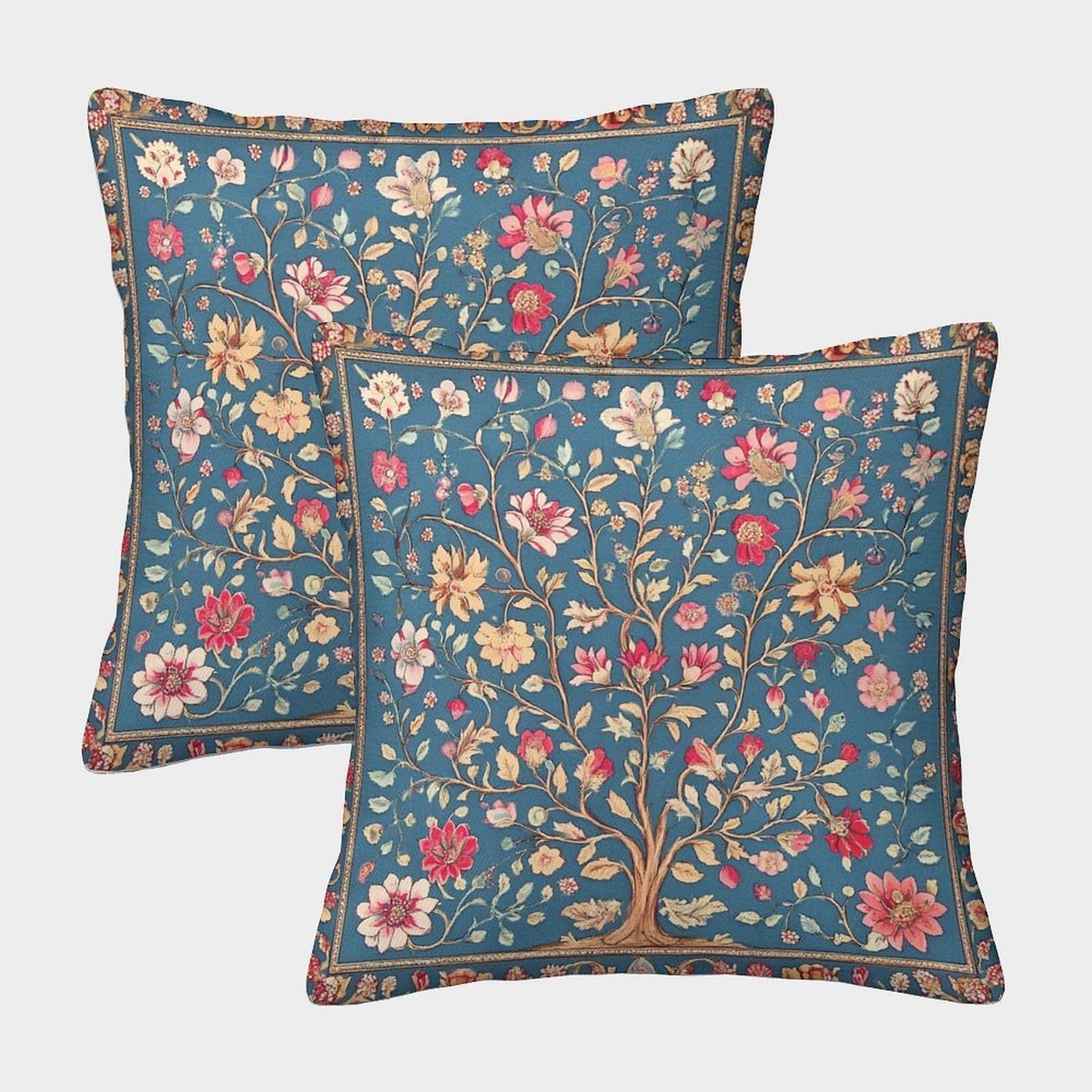 kaiyun 2 Pack 3D Floral Pattern - Blue Background Cushion 3D Soft Touch Pillowcase,sofa Chair Home Furnishings 45x45cm