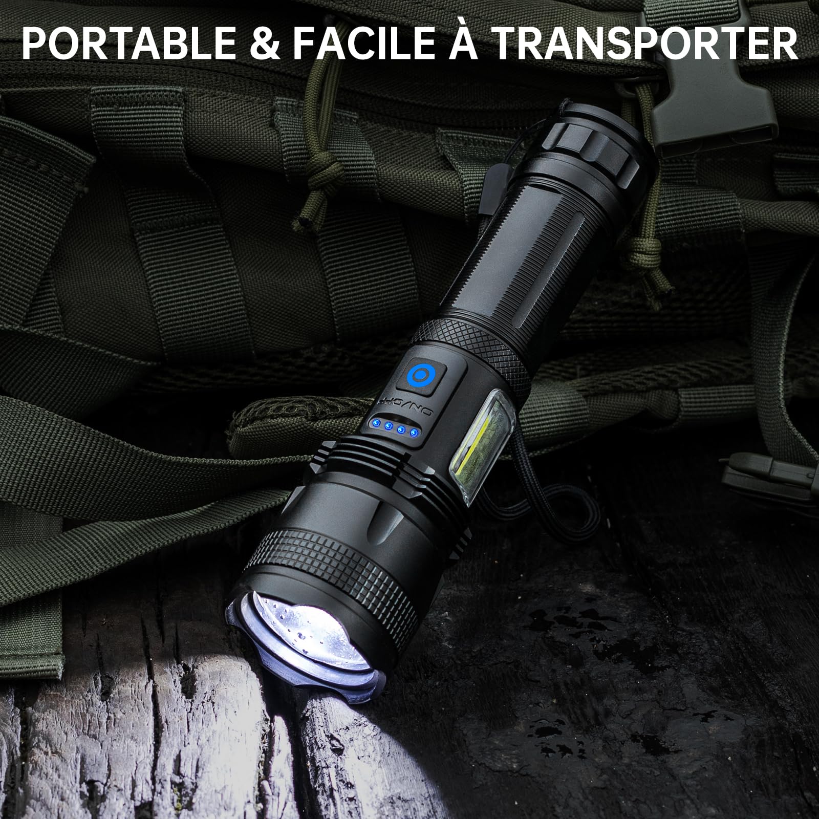 ZEUSFIRE Lampe Torche LED Ultra Puissante, 2 Pièces 100000 Lumens Lampe de Poche LED Rechargeable, 5 Modes D'éclairage & IPX7 étanche Lampe Torche Longue Portée Pour Camping, Randonnée