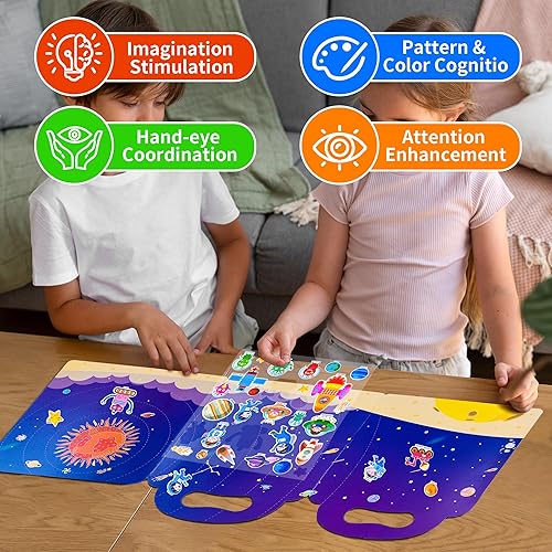 Miniatura 6 de Libro de calcomanías reutilizables para niños, 3 juegos de libros de actividades temáticas con calcomanías hinchadas para niños y niñas de 3, 4, 5,