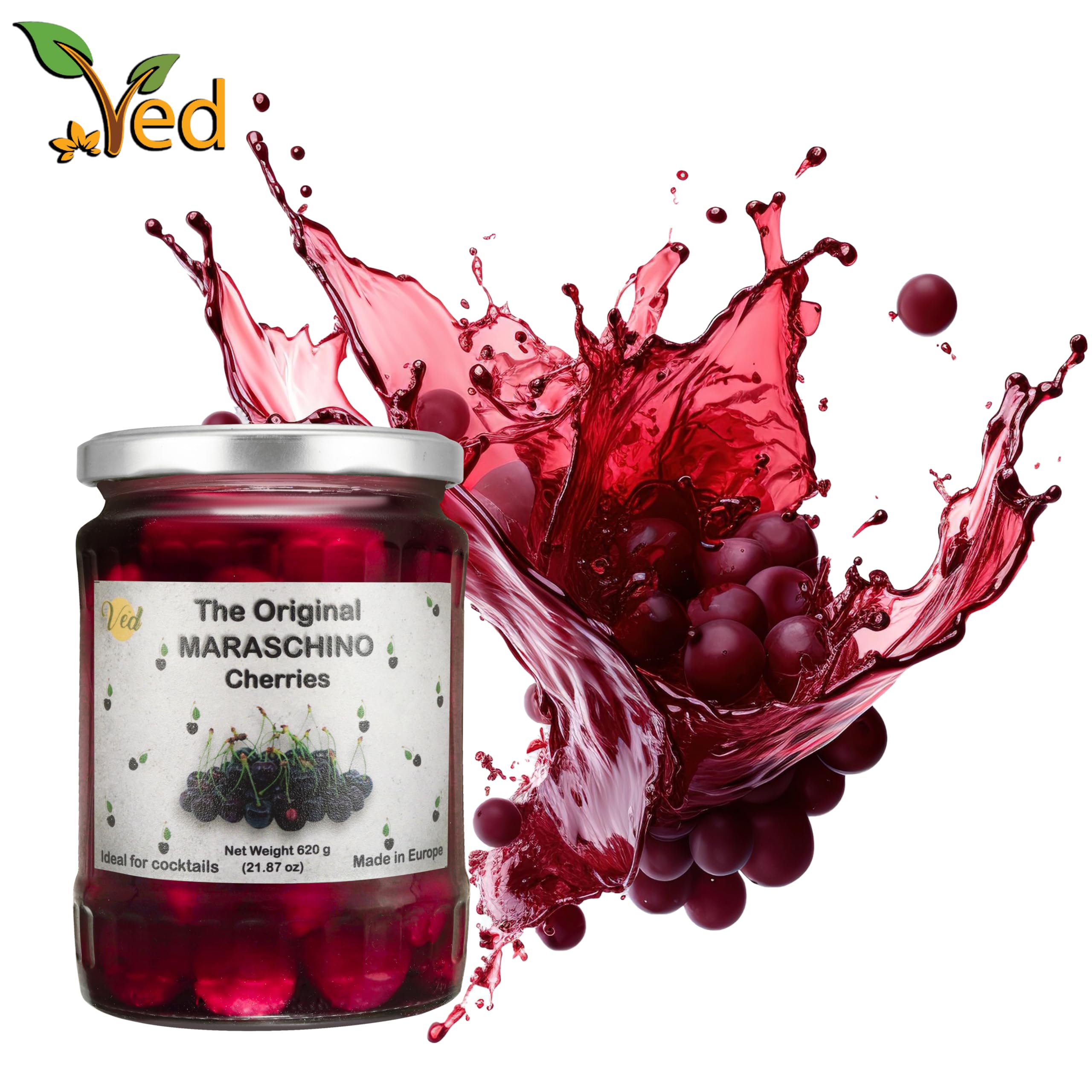 Ved Gourmet Original Maraschino Cherries, Italian Cherry for Old-Fashioned Cocktails, Vegan Cocktail - Image 2