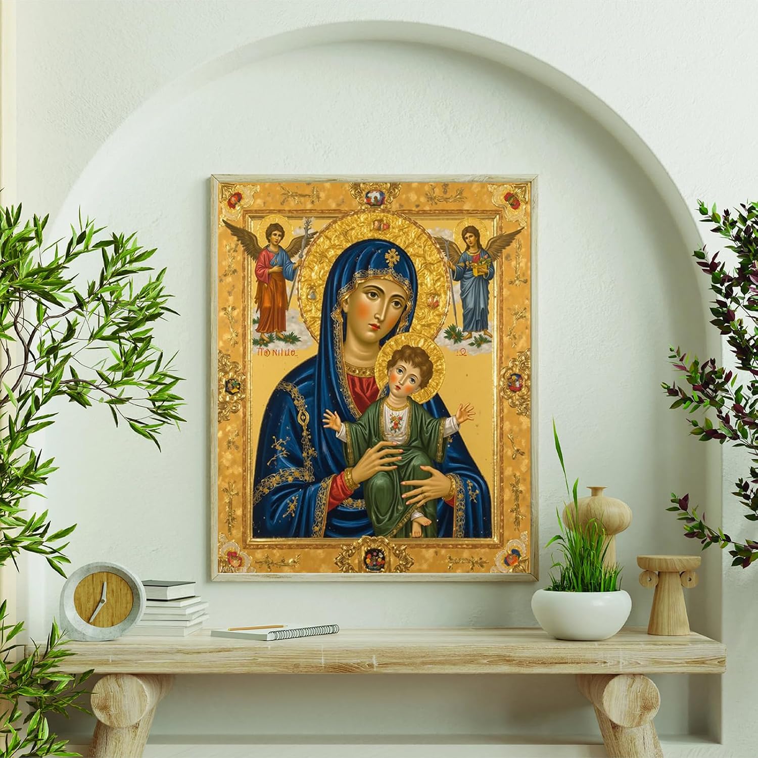 WUIVCTR Paint by Numbers Kit for Adults Virgin Mary with Two Angels, Paint by Numbers Kit 20x16in image 2