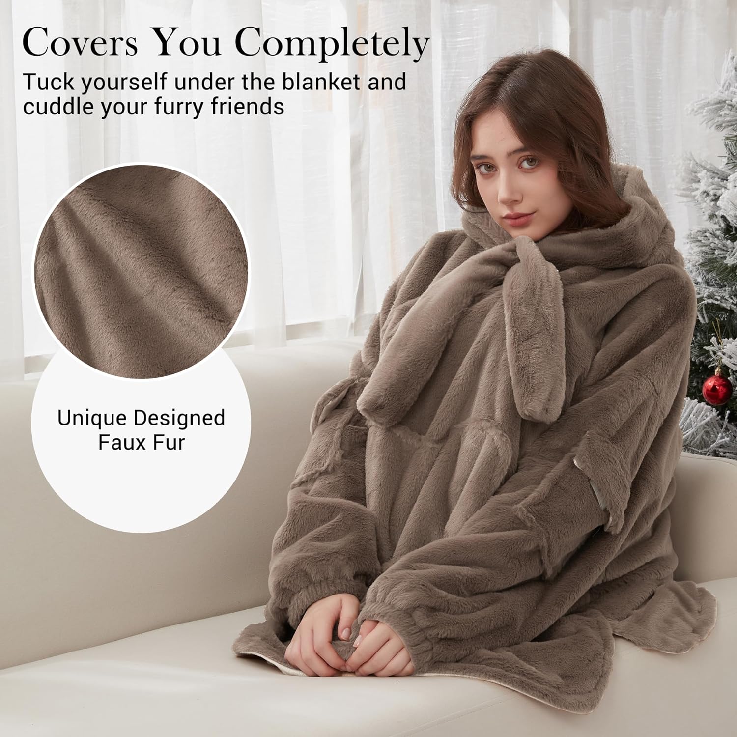 Viviland Blanket Hoodie Oversized Sweatshirt Super Soft Warm Comfortable Giant Pullover with Large Front Pocket,Gifts for Women Men Teenagers,Sloth - Image 4
