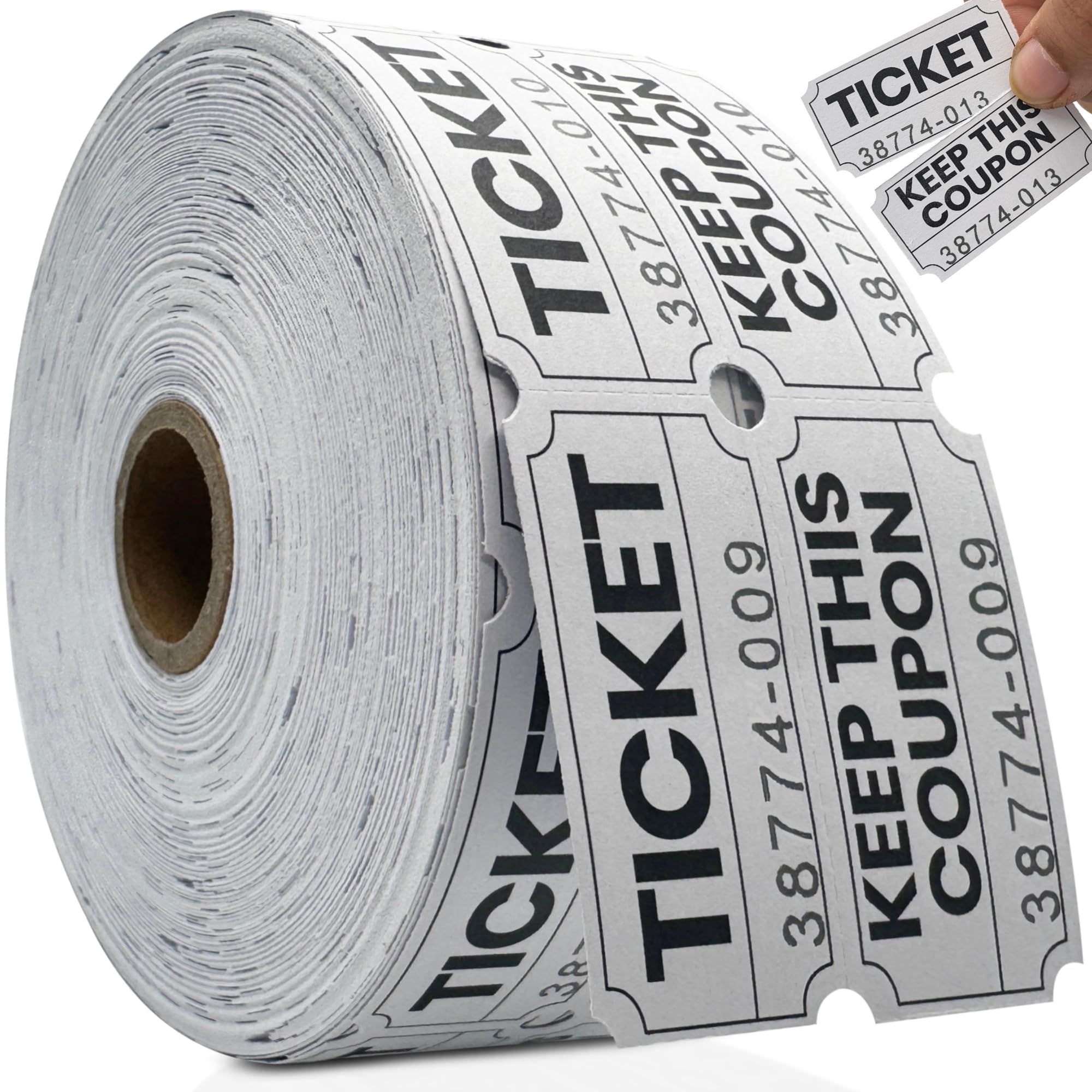 PM Company 1000 Pairs (2000 pcs), 50/50 Double Raffle Tickets for Events, Carnivals, Entry, Class Rewards, Prizes - White