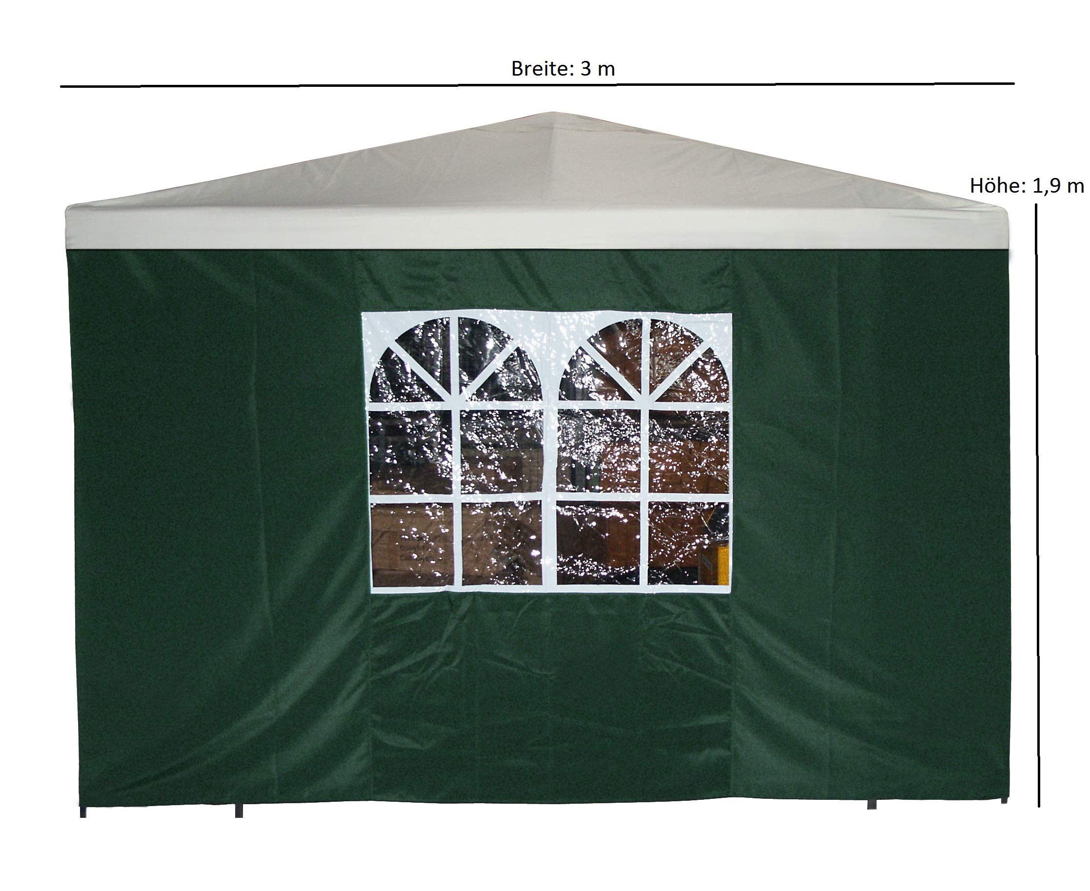 DEGAMO Seitenteil für Pavillon 3x3 Meter mit Fenster, grün, 2 STÜCK