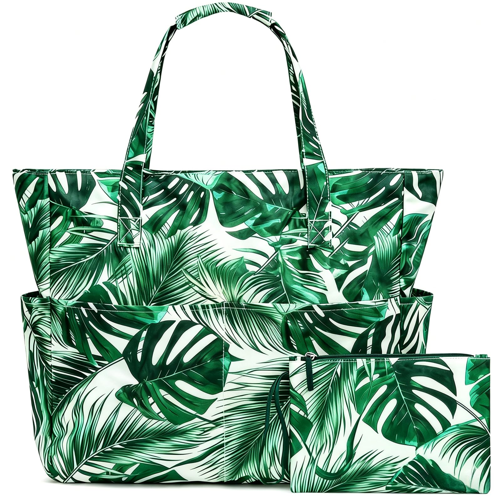 Badetasche Groß Familie XXL, Wasser und Sandabweisende Strandtasche Damen mit Reißverschluss & Mehreren Taschen, Damen Handtasche Aus Canvas Stoff, Faltbar Badetasche für Urlaub Reise Pool Picknick