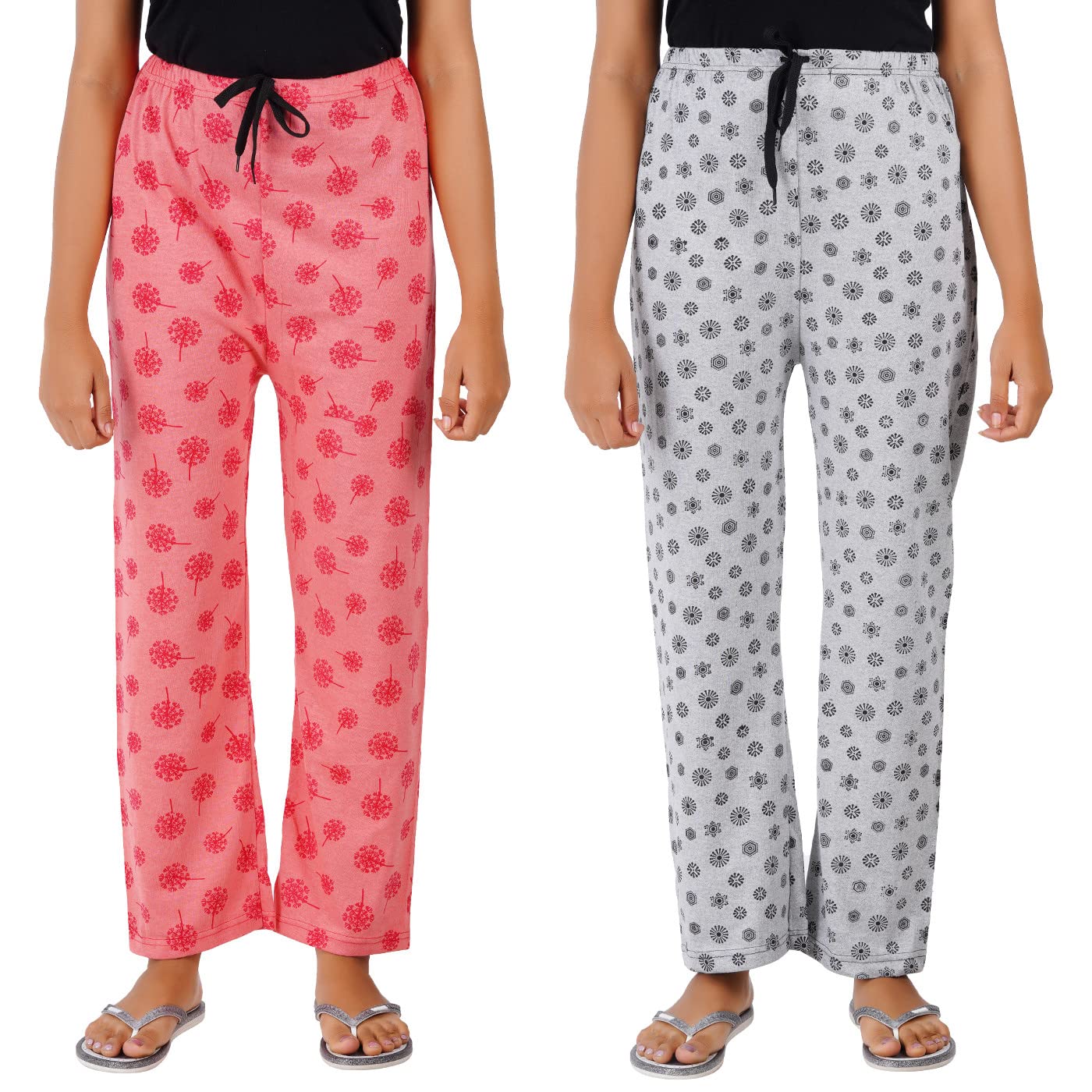 SUMAN TEX Printed Cotton Pyjamas for women with Nada (Multocolor) _Pack of 2