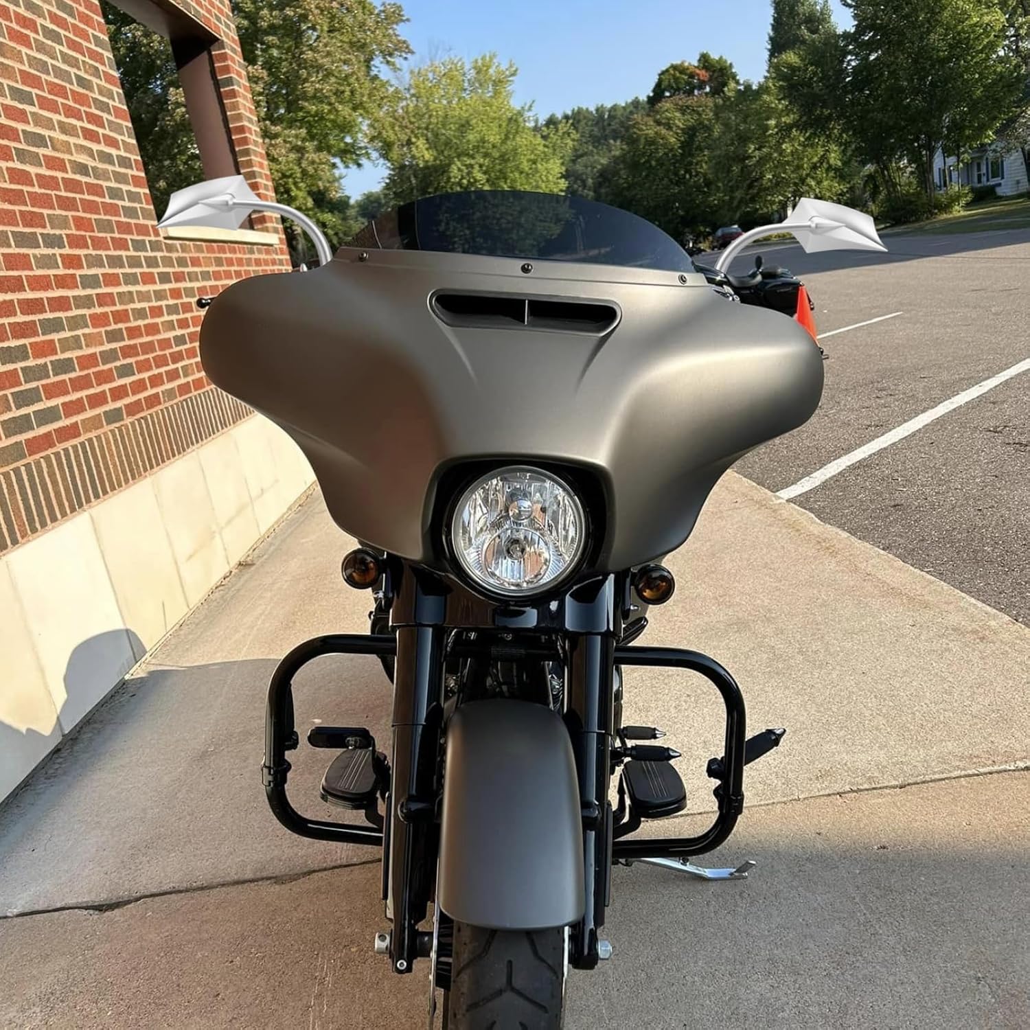 Motorcycle Rear view Mirror 8mm 10mm Side Mirrors 360 Degree Sliver Universal Replacement for Harley Softail Dyna Sportster Road King Electra Glide Street Bike Scooter Chopper Cruiser