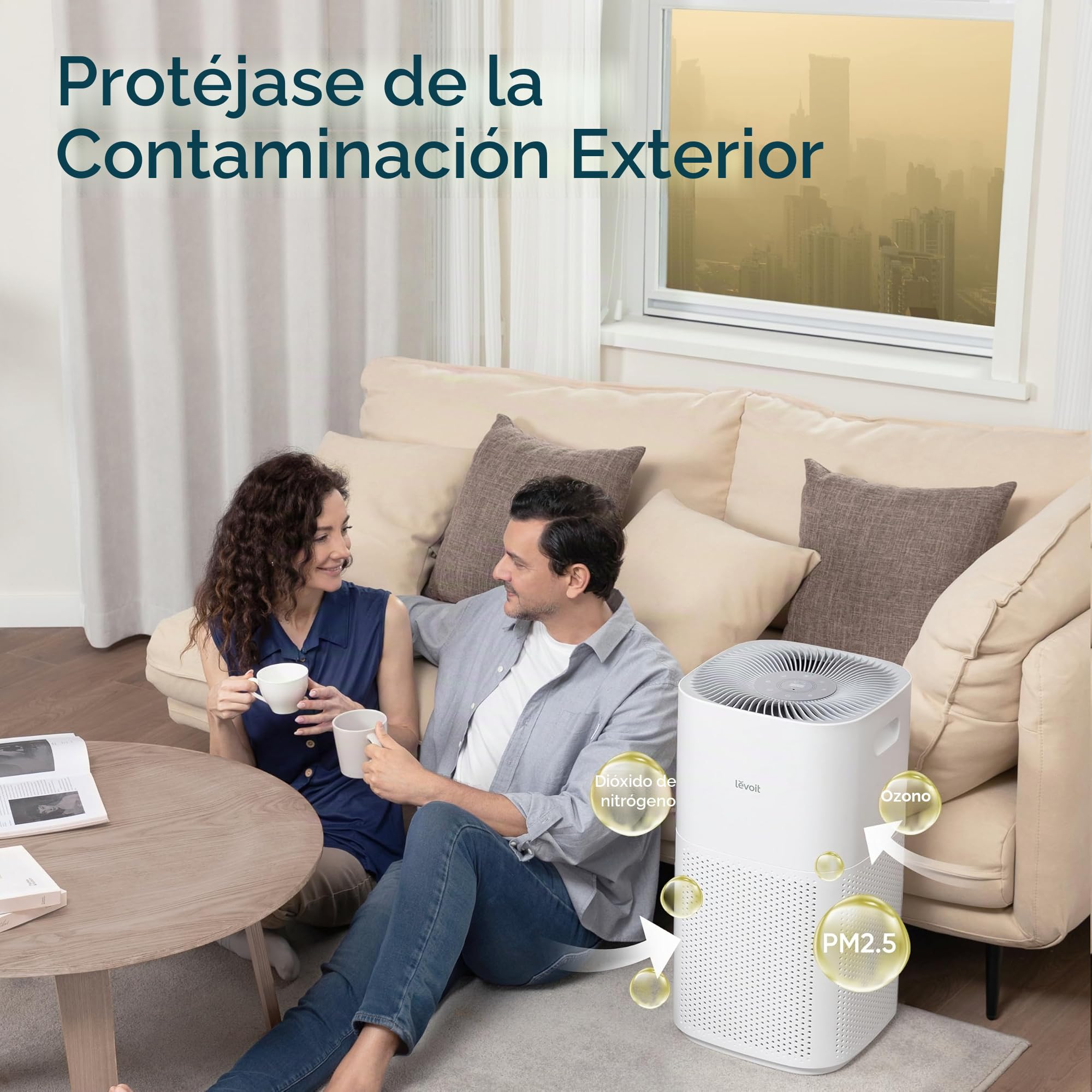 Levoit Purificador de aire inteligente con HEPA para fumadores y alergias, CADR 697 m³/h, hasta 147㎡, indicador de PM2.5, modo automático, contra el 99,97% de moho, polen y polvo, control con