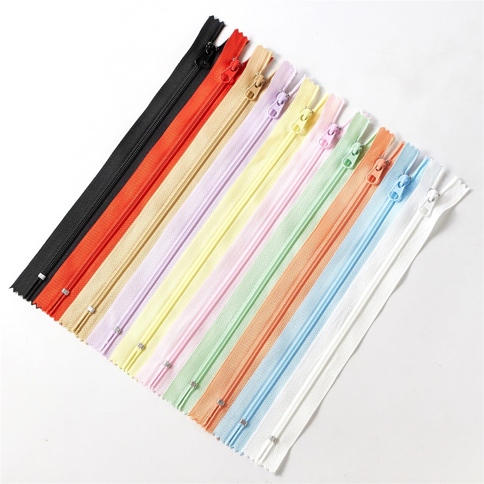 Zips for Sewing Pack of 10 Nylon Coil Zippers, 20cm Non-Separable Sewing Zips for Clothing, Multicolor Invisible for DIY Craft, Zipper Sewing Supplies