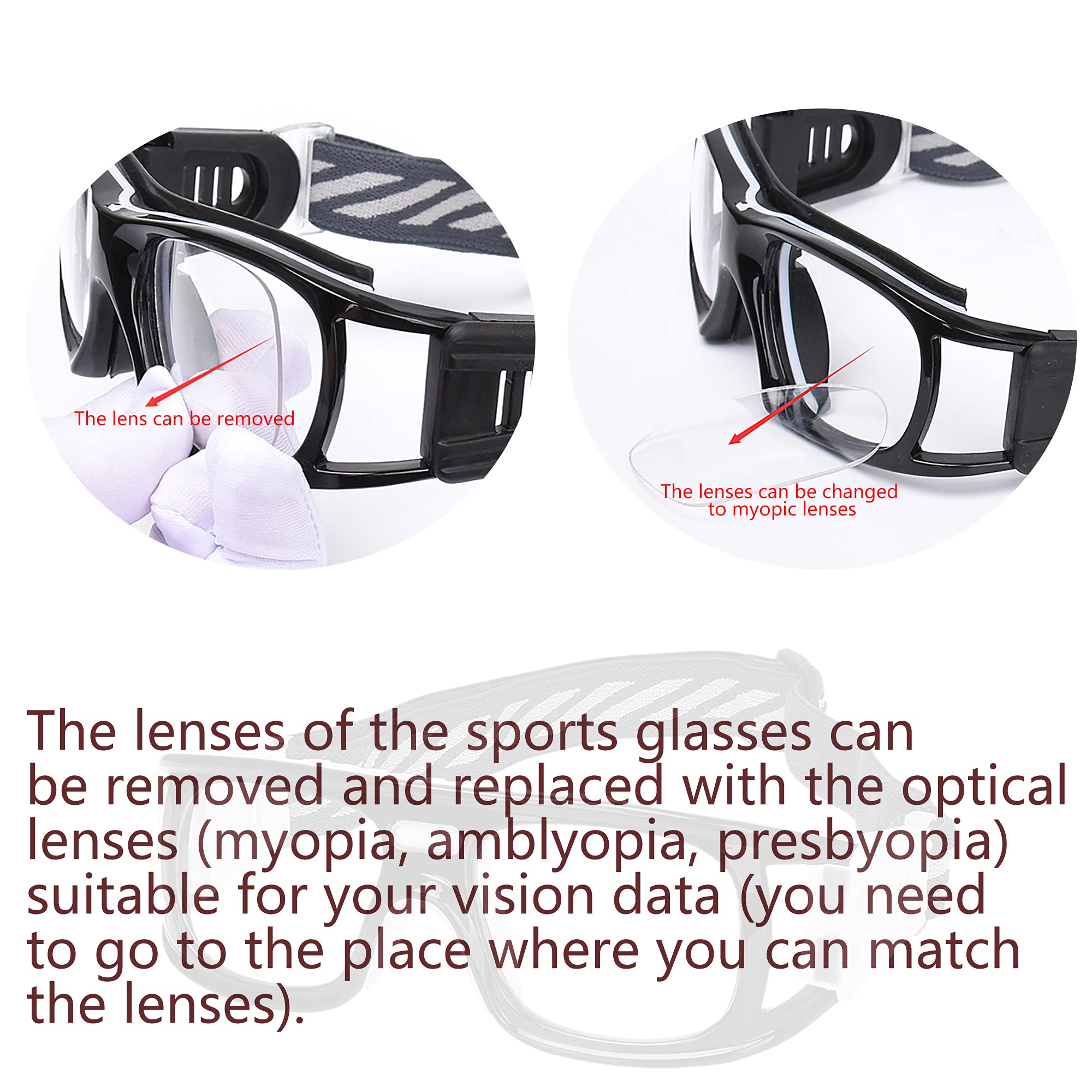 SooGree Gafas deportivas de baloncesto y fútbol, para hombres y mujeres, gafas de seguridad, antiempañamiento, choque, gafas de colisión
