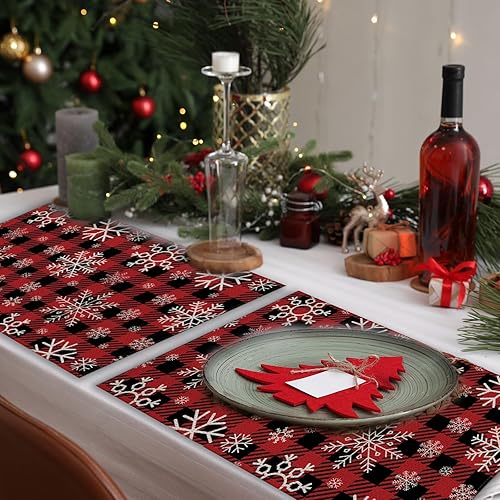 Miniatura 6 de 4 manteles individuales de lana cuadriculada naranja otoñal de 12 x 18 pulgadas, manteles individuales de Acción de Gracias, decoración de otoño