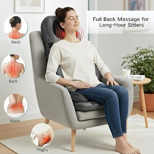 Miniatura 2 de Silla de masaje Shiatsu con calor, respaldo completo Shiatsu y rodadura, cómoda almohadilla para silla de masaje para aliviar el estrés, regalo para