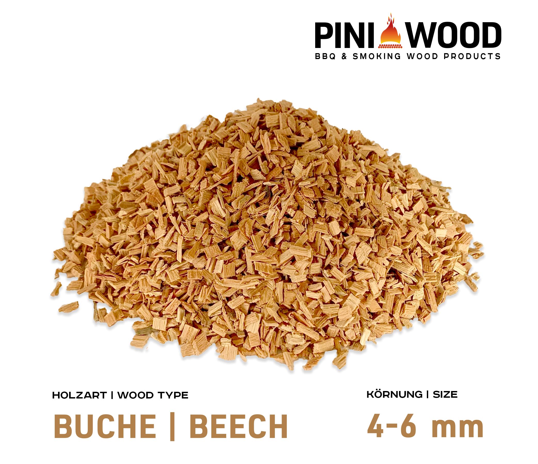 PINI Trucioli per affumicatura in faggio, 15 kg, 4 – 6 mm