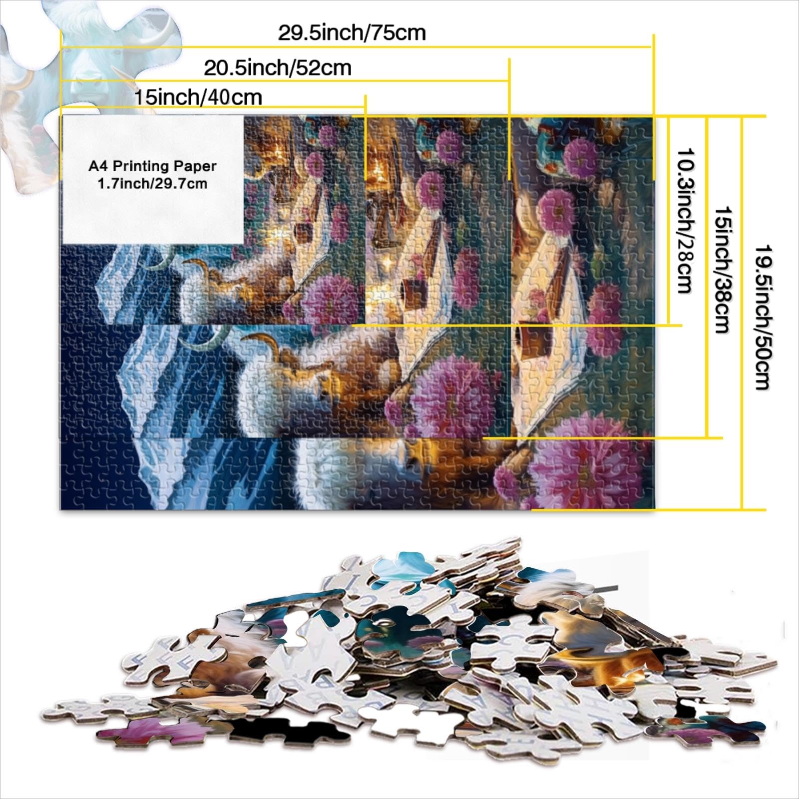 Puzzle Für Teenager Yak-Schädel 1000 Teile Für E Produktbild-Vorschau 5
