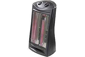 Comfort Zone Tower Space Radiant Heater, Infrared Quartz Electric Heater