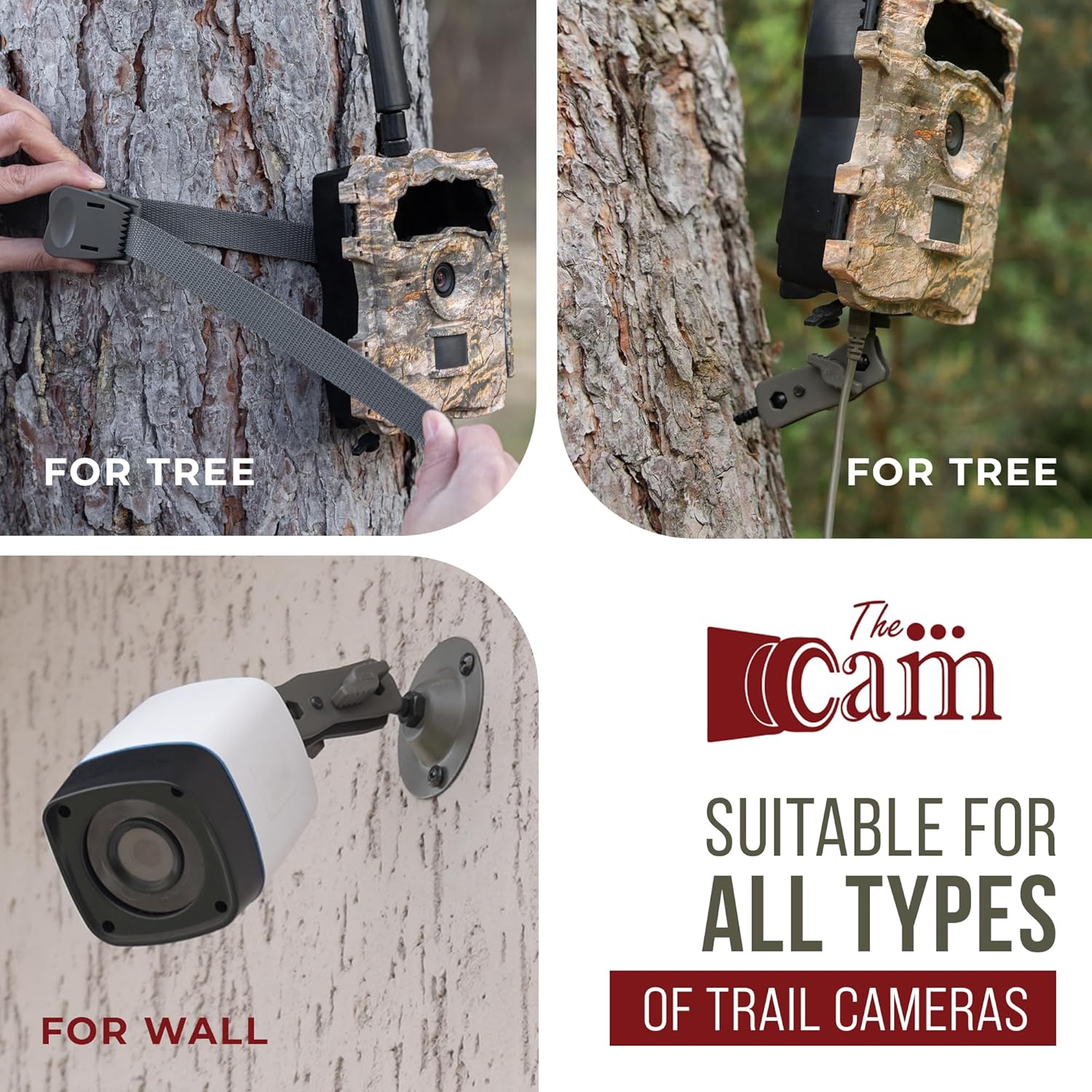 The...Cam Trail Camera Mount Kit – 6 Pack (3 Metal Mounts + 3 Straps), 360° Adjustable Tree & Wall Mount for Hunting & Security Cameras