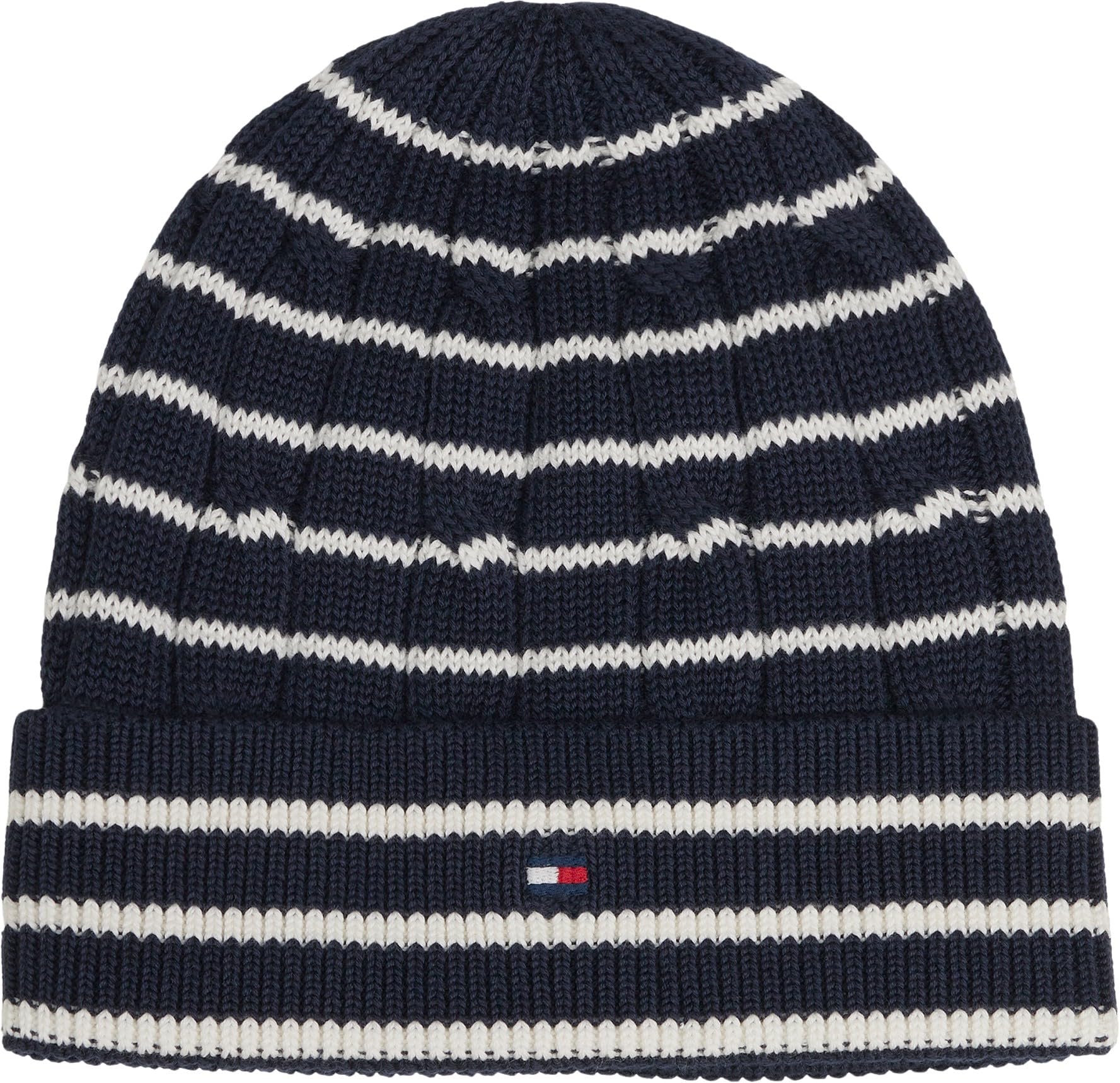Tommy Hilfiger Kids Gender Inclusive Essential Cable Beanie KA0KA00101 Beanie, Blu (Blu Scuro/Avorio Petalo Stripe), L-XL