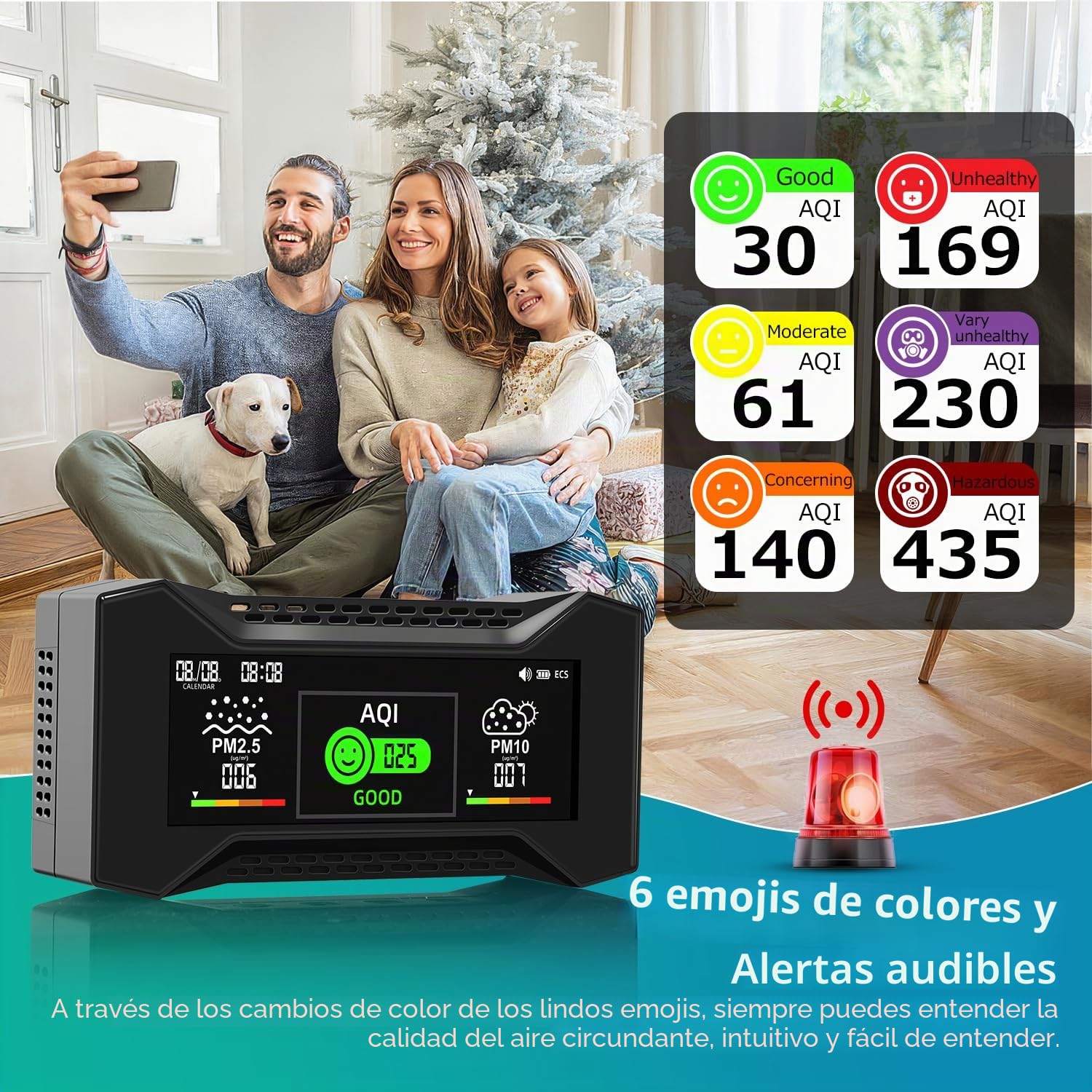 Monitor de Calidad del Aire 10 en 1 con Registro de Datos e informes CSV listos para auditoría. medidor CO2 de Alta precisión, 6 Niveles de AQI de Icon. Ideal para oficinas,Laboratorios,fábricas (1)