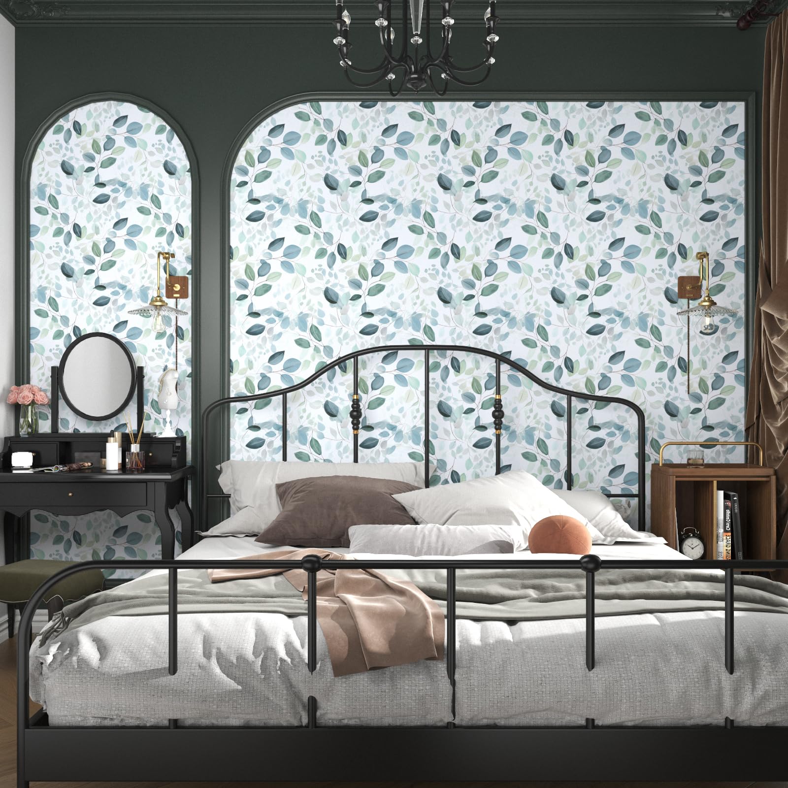 Papier Peint Motif Fleurs Turquoise Floral Bleu Amandier Vintage Pour  Chambre à Coucher, Cuisine, Salon 300, image size:1600x1600