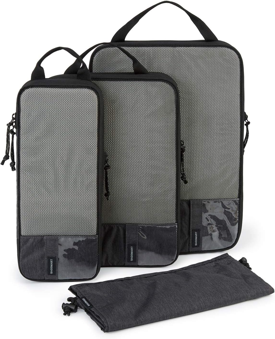 BAGSMART 2/4/6-Piece Compression Packing Cubes Set for Suitcases Backpack, Travel Organisers Bags for Luggage, Holiday Travel Essentials Accessories, Black