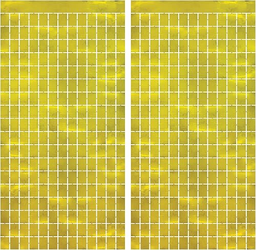 Beistle 2 cortinas cuadradas de plástico metálico con flecos para fotos para fiesta de cumpleaños, recepción de boda, celebración de graduación,