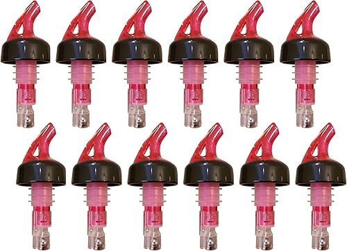 Wine-by-the-Glass - Boquillas para porciones de 5 onzas con parte superior roja, paquete de 12