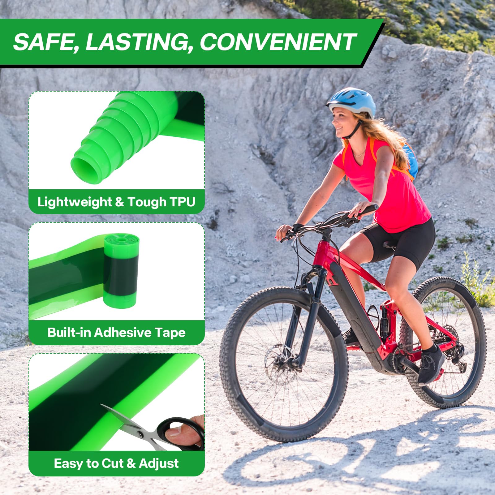 Forro de neumático de bicicleta, compatible con protector plano de tubo de bicicleta