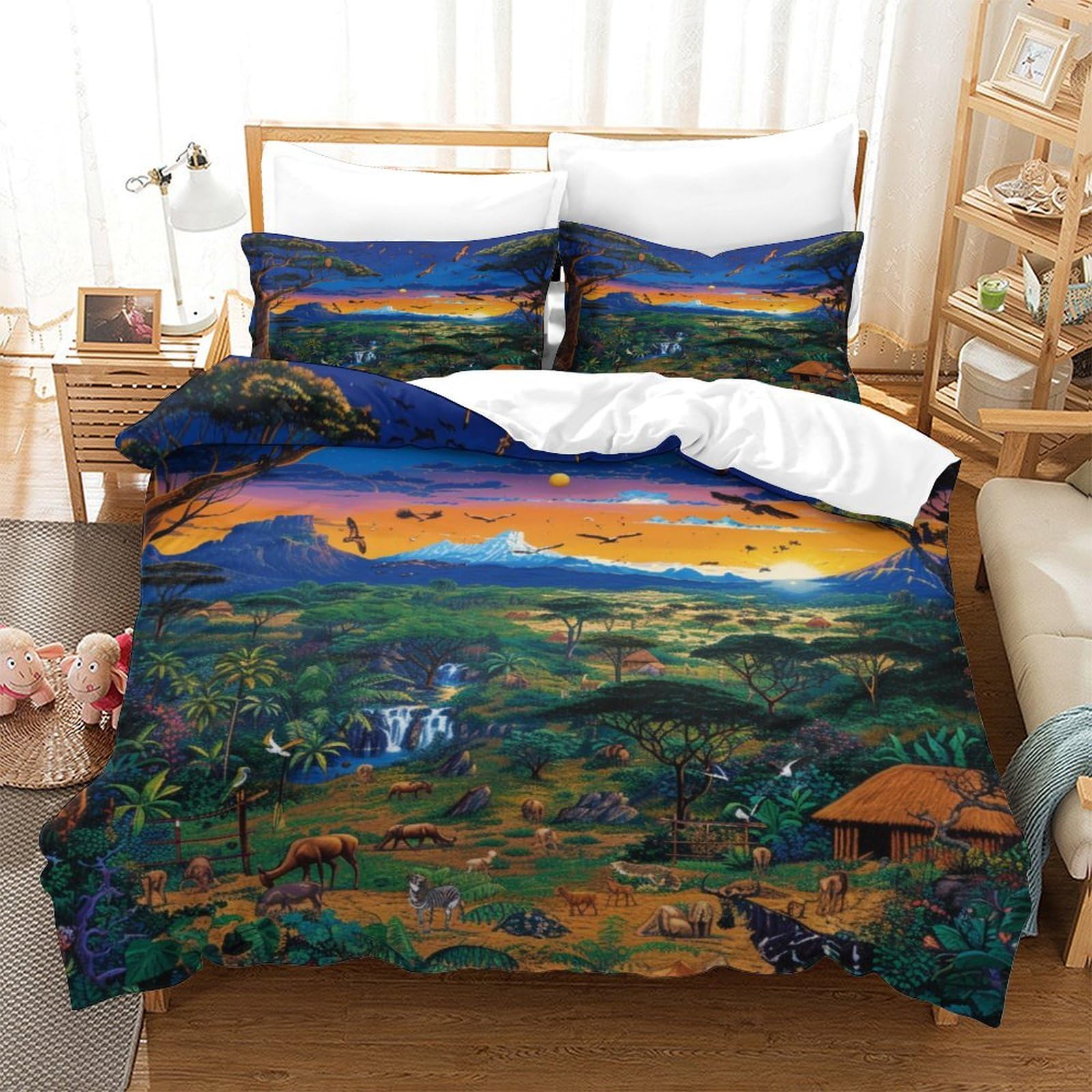 P1S9U7W5Y Tropical Landscape 3D Printed Duvet Cover Set 3 Pieces Soft Microfiber Bedding Set for Adults Bedroom Nature Decor King（220x240cm）