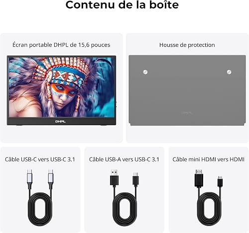 15.6 Inch Portable Display, USB-C Laptop Screen with VESA Compatibility, FHD IPS Secondary Display for Laptop MacBook PC, Ultra-Slim Travel Screen with Protective Cover - 9