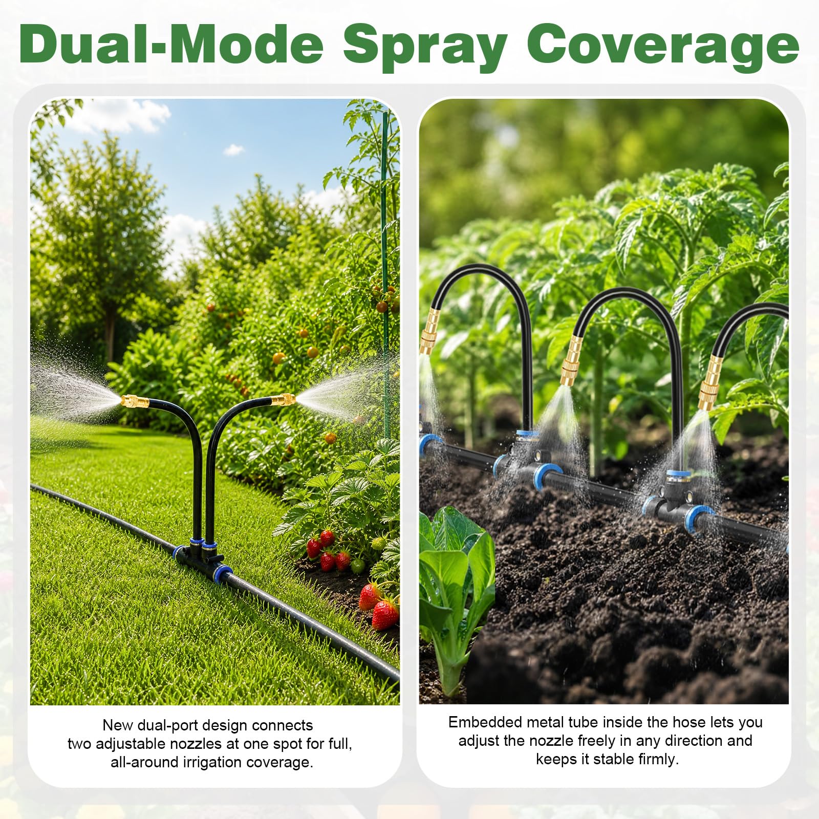 Sistema de riego automático de 360 ° para jardín, 30 m, 20 emisores con estaca + 10 boquillas de cobre ajustables, 12 mm+6 mm, sistema de riego por goteo y sistema de refrigeración por niebla para