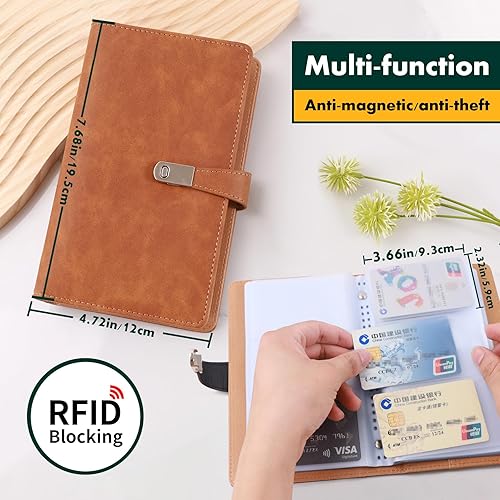 Miniatura 5 de XMLINPER Rolodex - Clip para tarjetas de crédito RFID, de piel, con 120 ranuras para tarjetas, funda de protección para tarjetas de crédito (azul