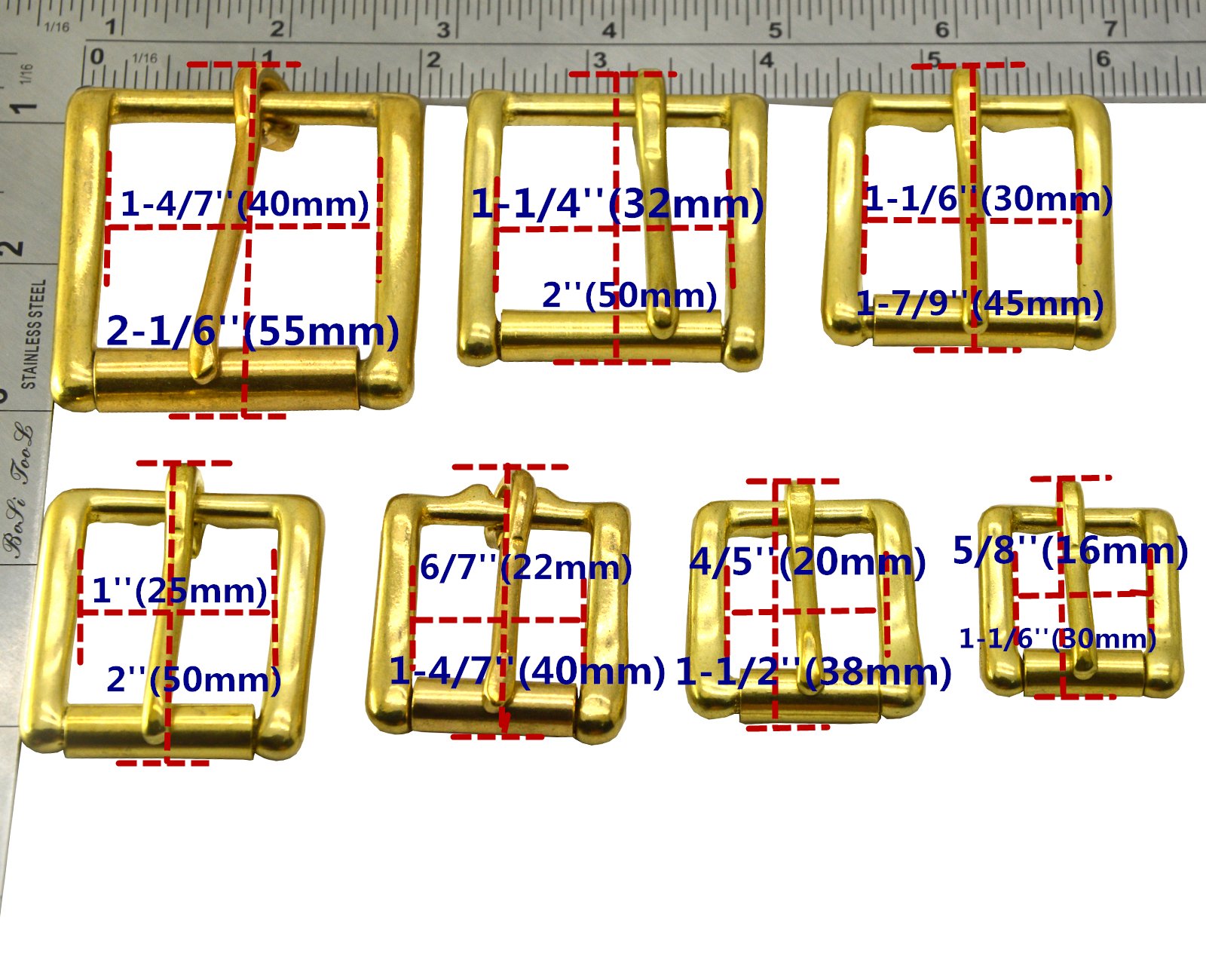 Okones Pack of 4,40mm Inner Width,Solid Brass Retro Heavy Duty Roller Buckle for Straps Bags Belting Leathercarft DIY (Insides 1-4/7''(40mm))