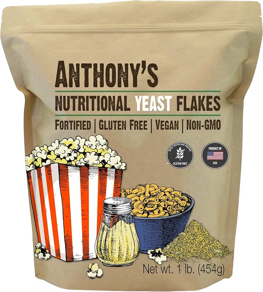 Anthony&#x27;s Premium Nutritional Yeast Flakes, 1 lb, Fortified, Gluten Free, Non GMO, Vegan