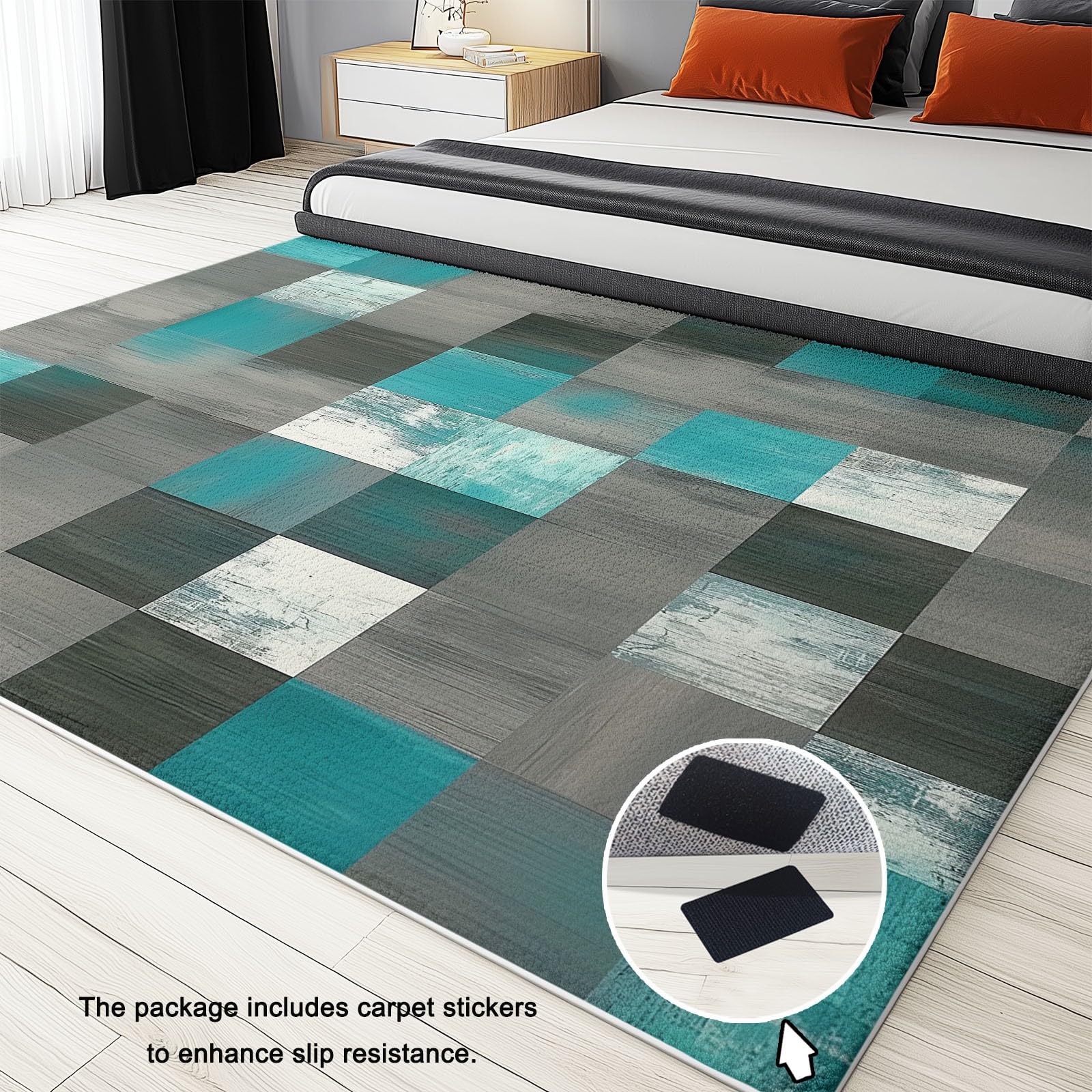 Dywan w stylu słojów drewna 3D klocki Ultra miękki dywan z krótkim włosiem, zmywalny dywan z antypoślizgowym tyłem 140 x 200 cm do salonu sypialni, kuchni, biura i jadalni - można prać w pralce