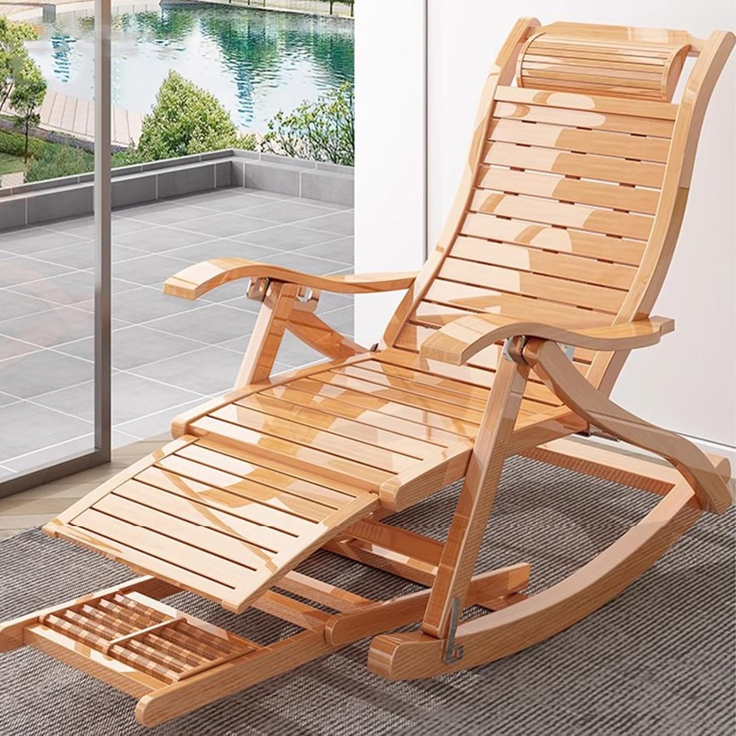 Sun Lounger Garden Chairs with Cushions, Reclining Deck Folding Chair for Beach Outdoor Patio Adjustable Relaxer Chair