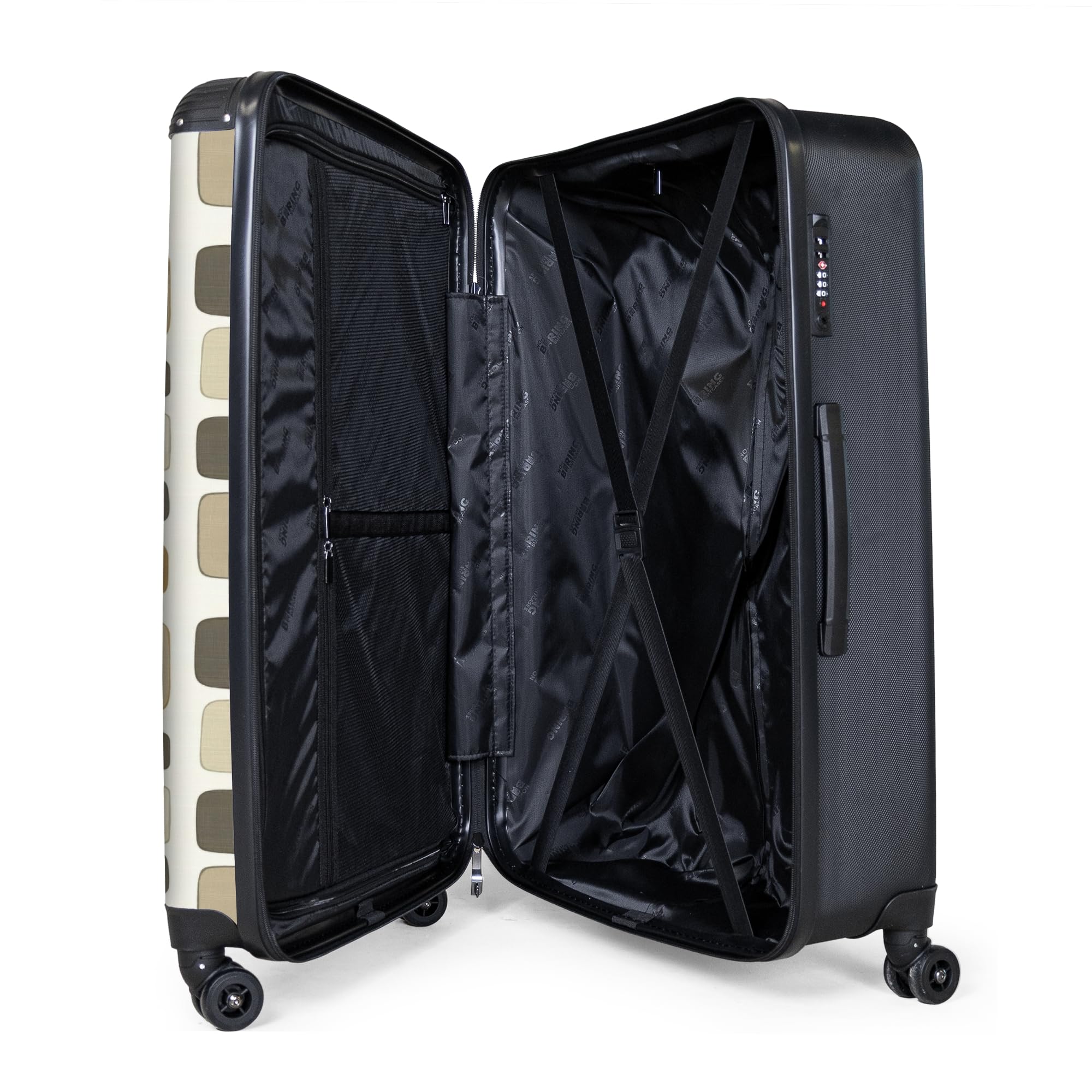 NoBoringSuitcases© Valigia Grande Trolley Da Stiva Viaggio Rigida Leggera | 77x51.5x28 cm - Ruote Valigie Bagaglio Suitcase Large XL Luggage Blocchi - Vintage - Grigio