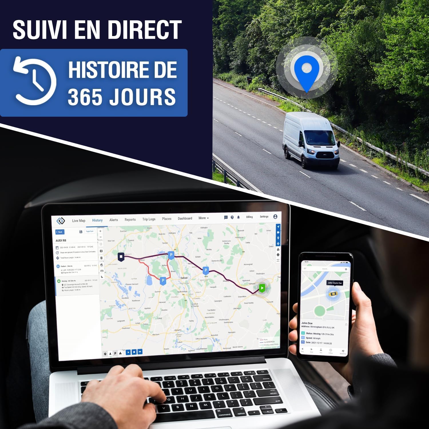 REWIRE 104N Traceur GPS 4G Magnétique pour Voiture – Localisation en Temps Réel 24/7, Autonomie Jusqu’à 21 Jours, Installation Facile, Tracker Véhicule pour Auto, Camion, Utilitaire