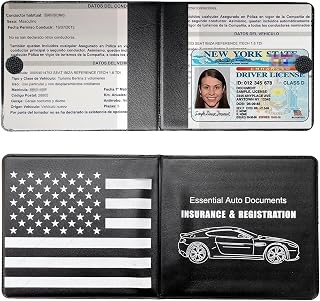 Kewucn Car Registration and Insurance Holder, 2 Pack Premium Auto Essential Document Organizers, Universal Vehicle Interior Accessories for Most Cars(Style 5, Black)
