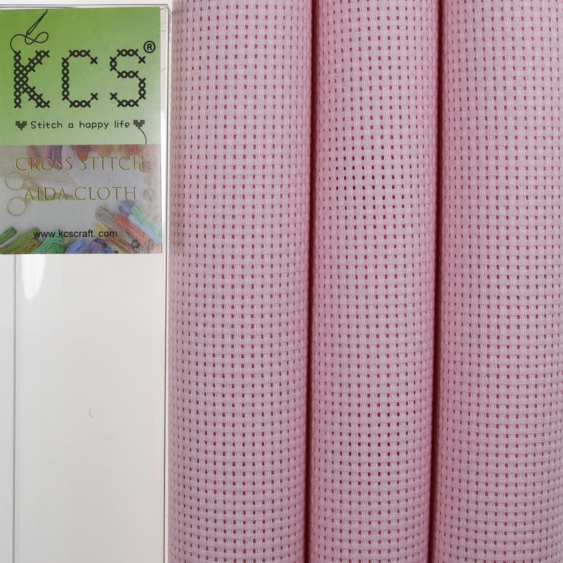 KCS 3 pc of 15" x 18"(38cmx45cm) Counted Cross Stitch Cotton Aida Cloth Needlework Rolled Fabric Box,11CT,Pink