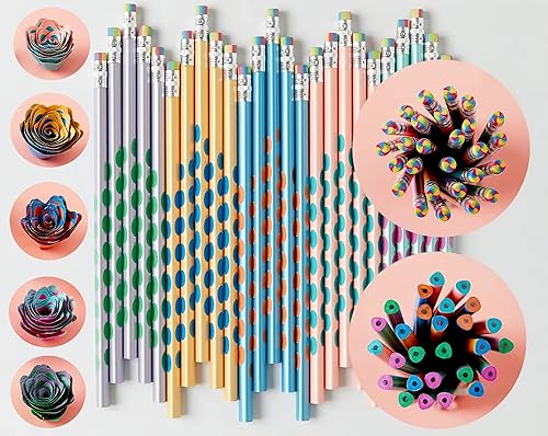 Miniatura 4 de LSMAIS Lápices lindos #2 HB con cabeza de borrador de arcoíris, lápices de resina número 2 aptos para árboles, lápices afiladores en lápices de arte