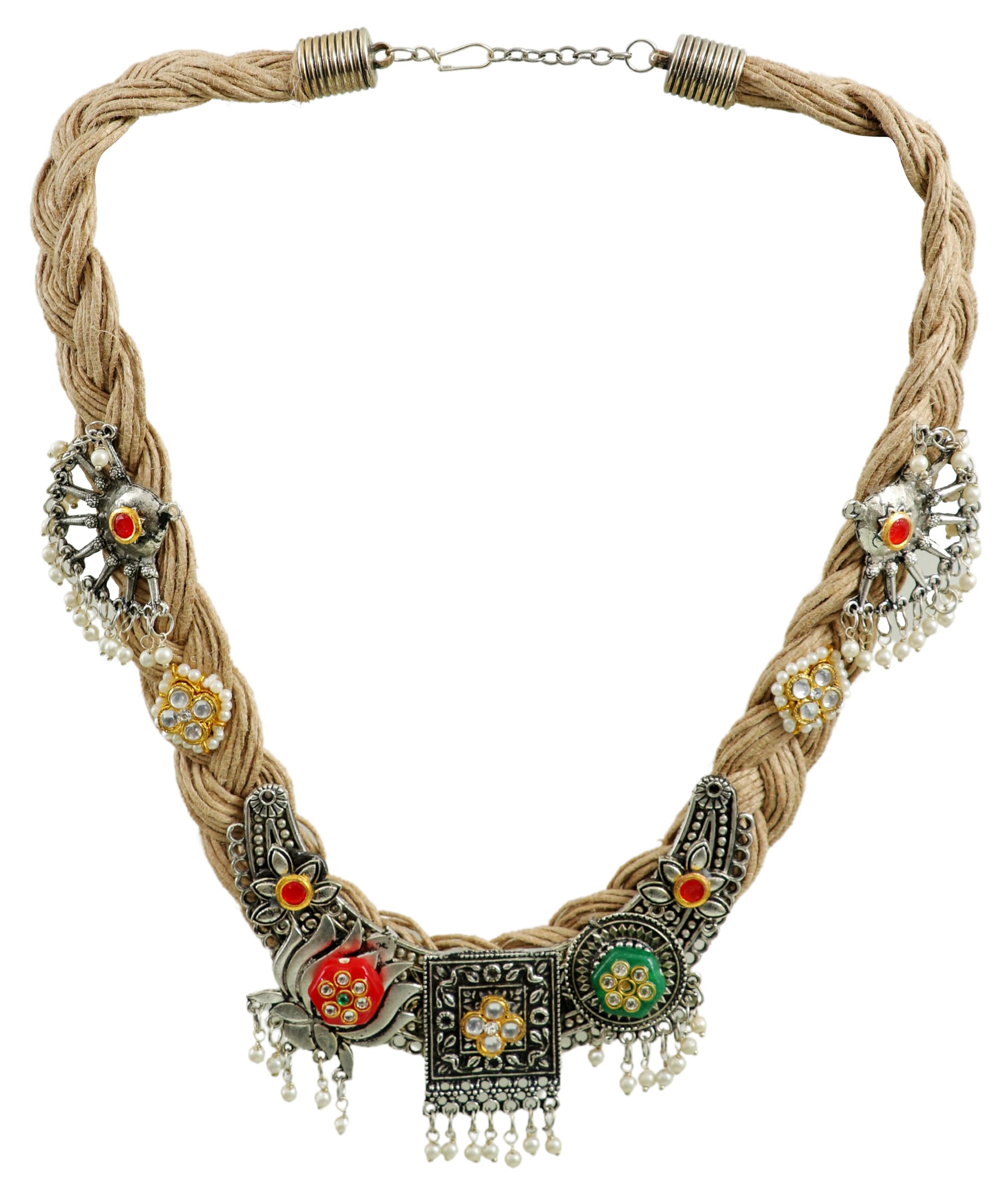 Siddhatva Designer Ethnic Jute Thread Oxidised Silver Antique Afghani Traditional Necklace Choker Jewelry Women Girls (B0CVNBPX5Y) Amazon Price History, Amazon Price Tracker