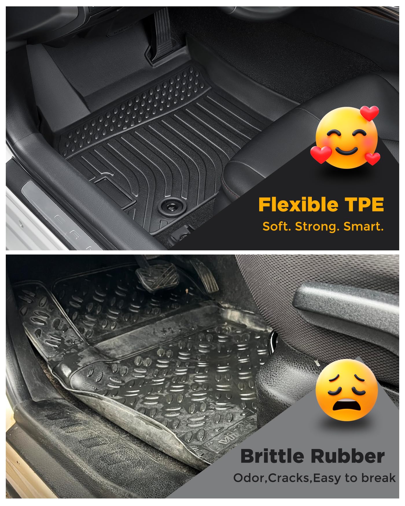 2024 2023 for Toyota Camry 8th Floor Mats 2022 2021 2020 2019 2018 FWD TPE All Weather Waterproof — view 3