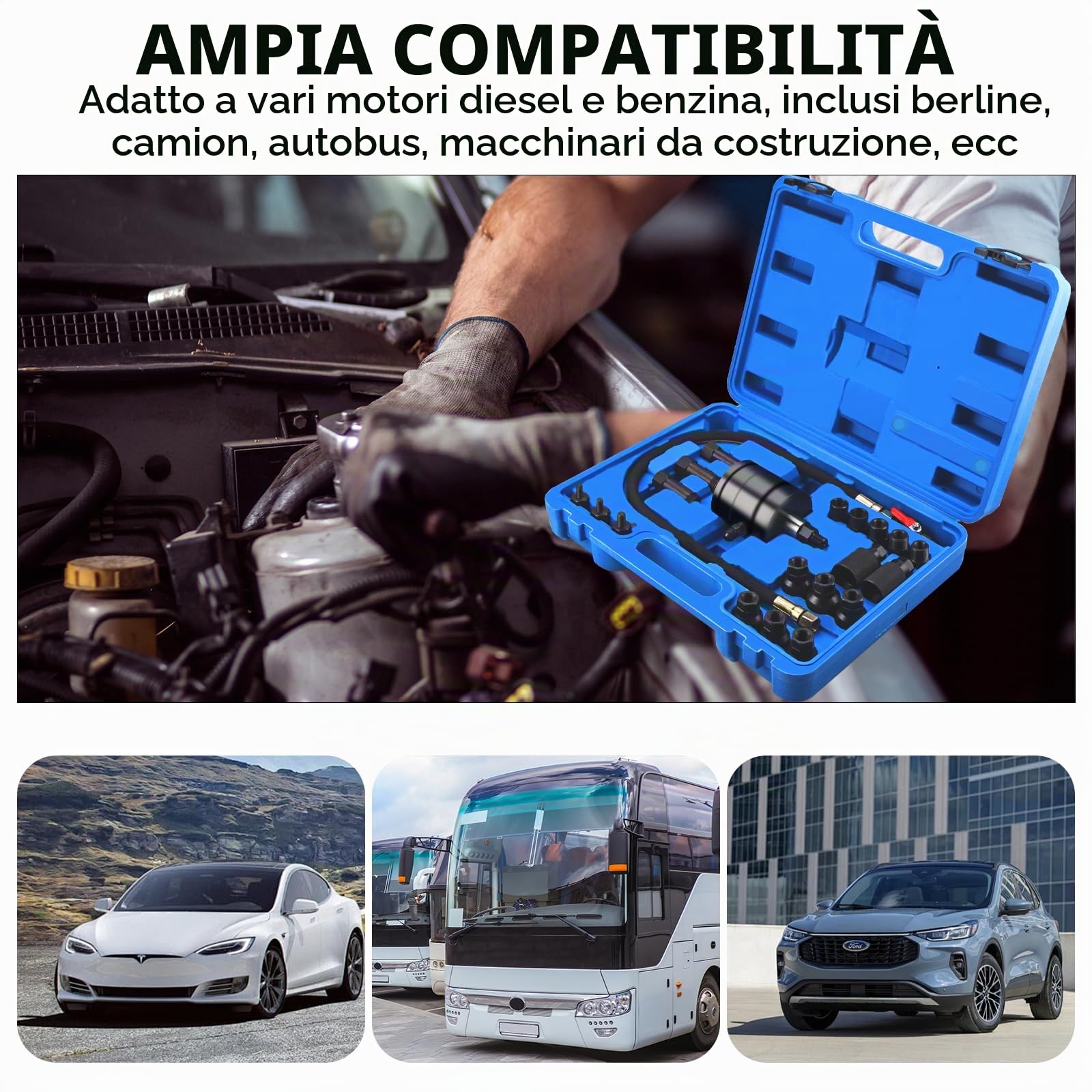 FreeTec Estrattore pneumatico, per iniettori diesel, 21 pezzi (21 pezzi)