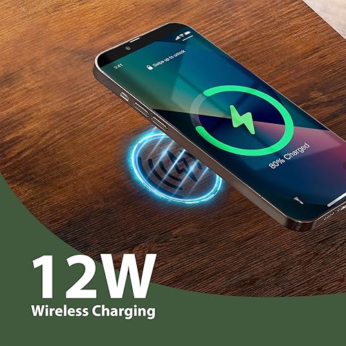 Miniatura 7 de Escritorio eléctrico de pie con cajón, escritorio de altura ajustable de 48 x 24 pulgadas con carga inalámbrica de 12 W, escritorio de madera de una