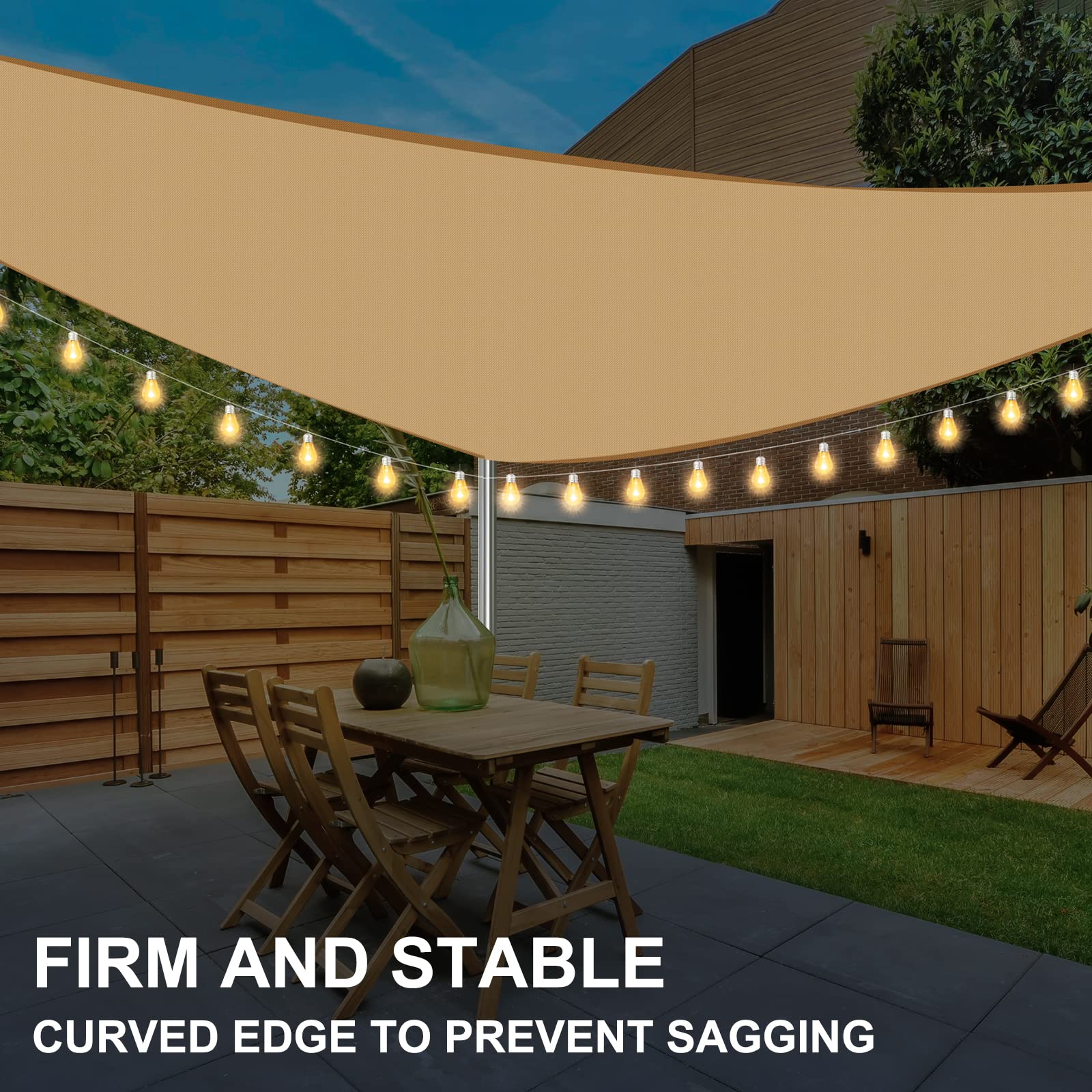 Whonline Sun Shade Sail 16' x 16' x 16' Triangle Canopy Sand for Patio Garden Yard Deck Pergola