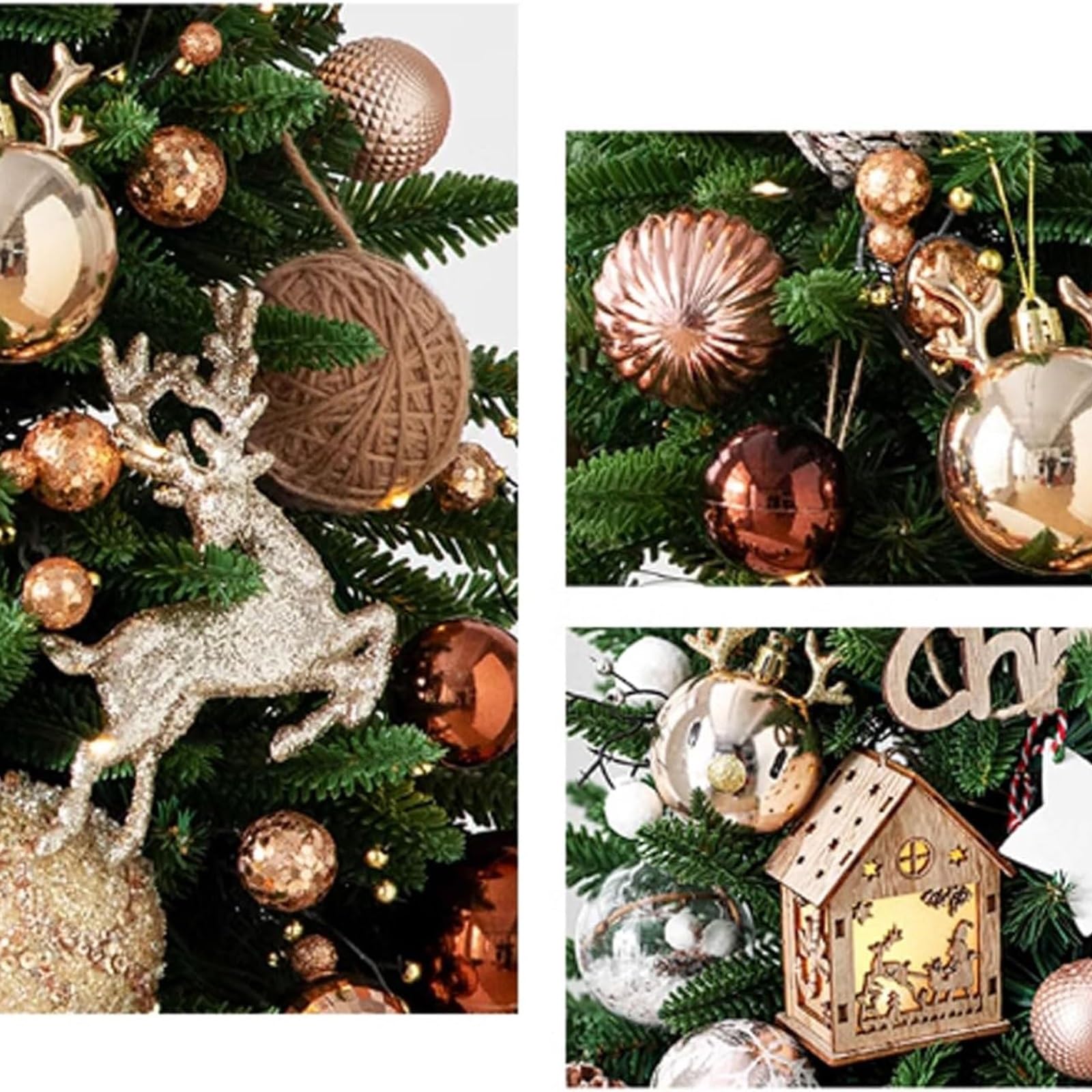Alberi di Natale artificiali da tavolo da 45/60/90 cm, piccoli alberi di Natale con luci for decorazioni fai da te for le feste natalizie Piante artificiali(Beige,45CM)