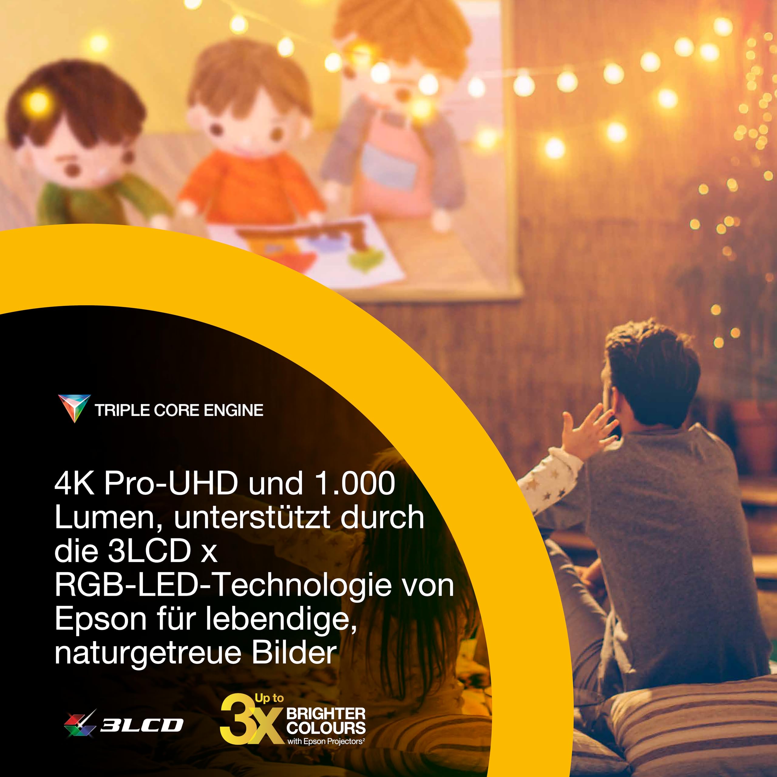 Epson Lifestudio Flex Plus EF-72 | Tragbarer 4K-PRO-UHD-Smart-TV-Projektor | 1.000 Lumen | 3LCD x RGB-LED | Sound by Bose | Google TV | Einfache Einrichtung | 150''-Display | 5 Jahre Garantie | Eiche