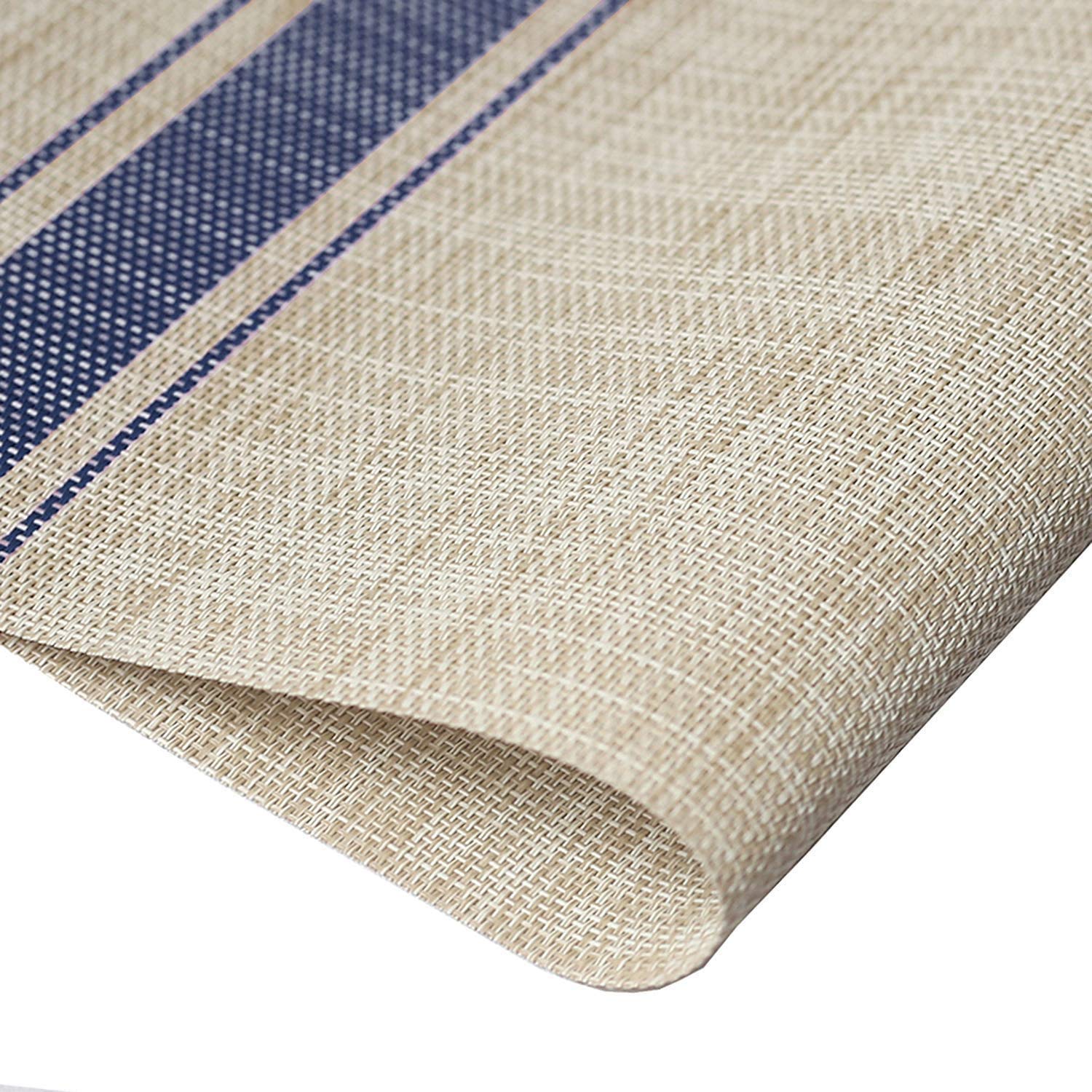 Placemats Dining Mats, Heat-Resistant Placemats Stain Resistant Anti-Skid Washable PVC Table Mats Woven Vinyl mats 45x30 cm (Blue, 6) — Amazon image 3