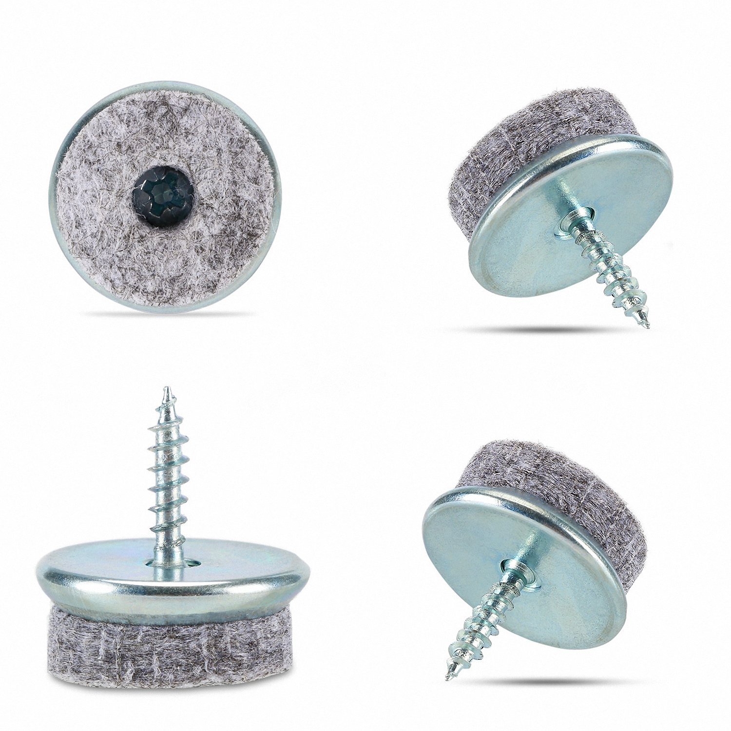 Incutex 20x Almohadillas de Fieltro para Muebles, Deslizadores Redondos para Sillas, Protectores de Suelo, Tapones para Patas de Sillas, Ø 22 mm, Color Gris