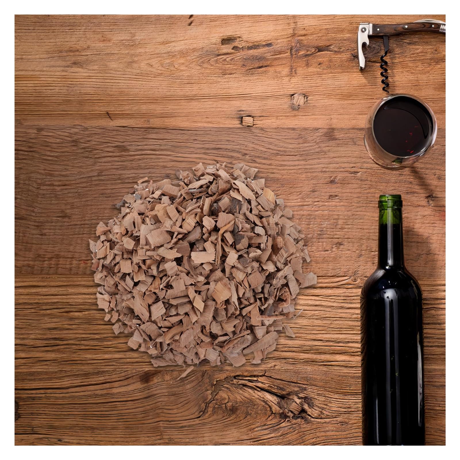 Virutas de Roble Tostado Tostada Ligera de virutas Roble 500G for Suministros vinificación, Mejora del Sabor Vino Tinto, envejecimiento(Beige)